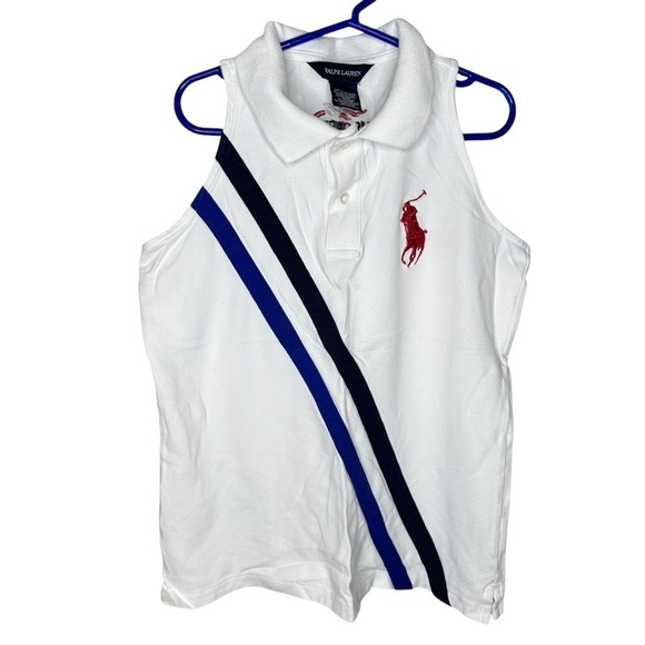 Ralph Lauren Other - Ralph Lauren Girls White Sleeveless US Open Polo Shirt Size L (12/14)